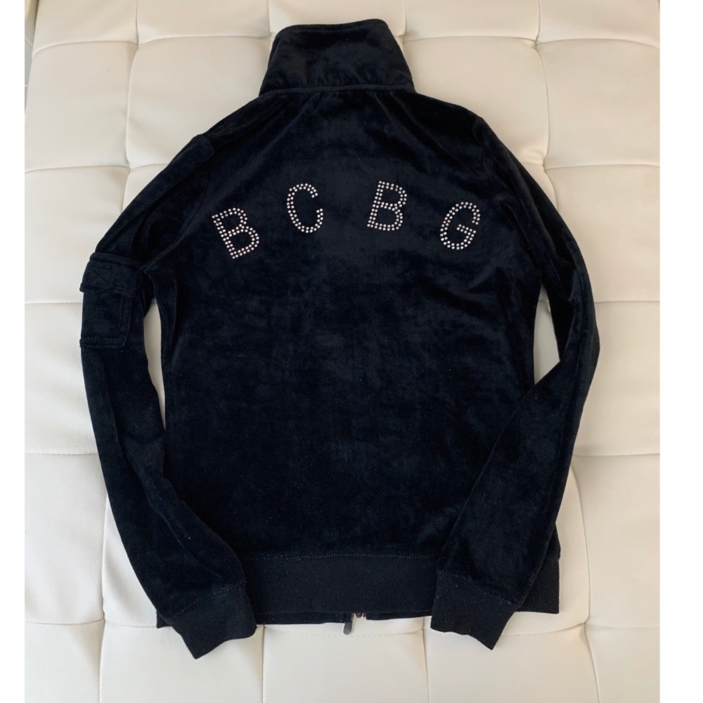 BCBG Max Azria Velour Zip Up Top